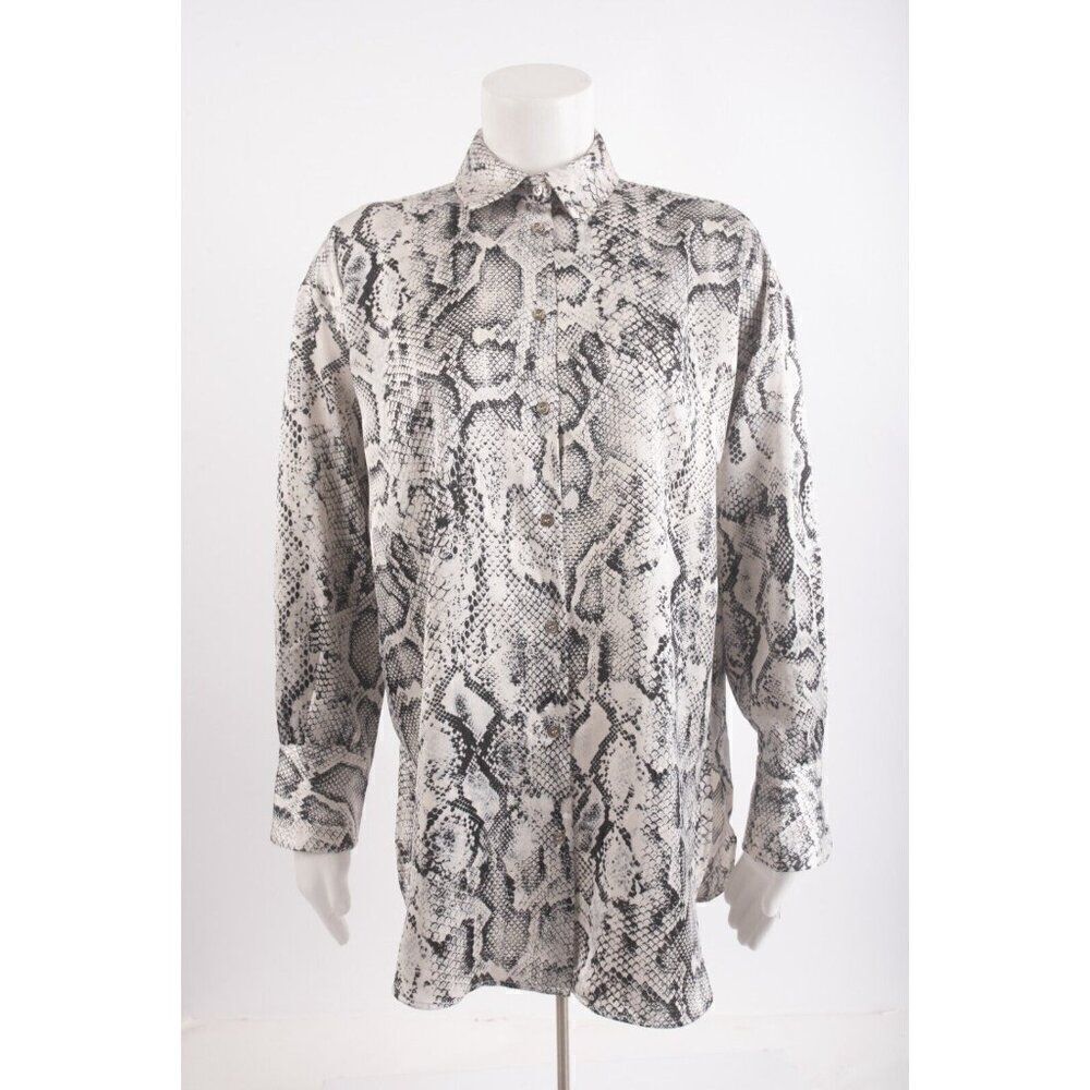 Zara Womans Blouse Shirt Top Size S Black White Snake Skin Design 9319/857 NWT